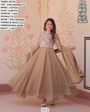 Georgette Anarkali Gown With Embroidered Dupatta