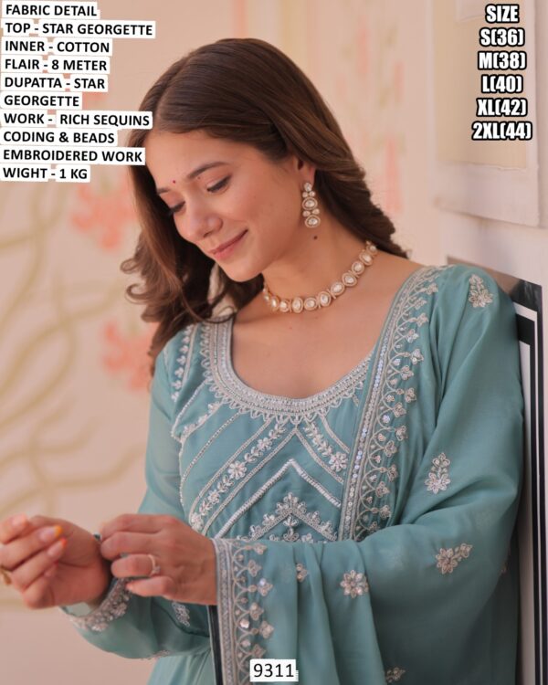 Georgette Anarkali Gown With Embroidered Dupatta
