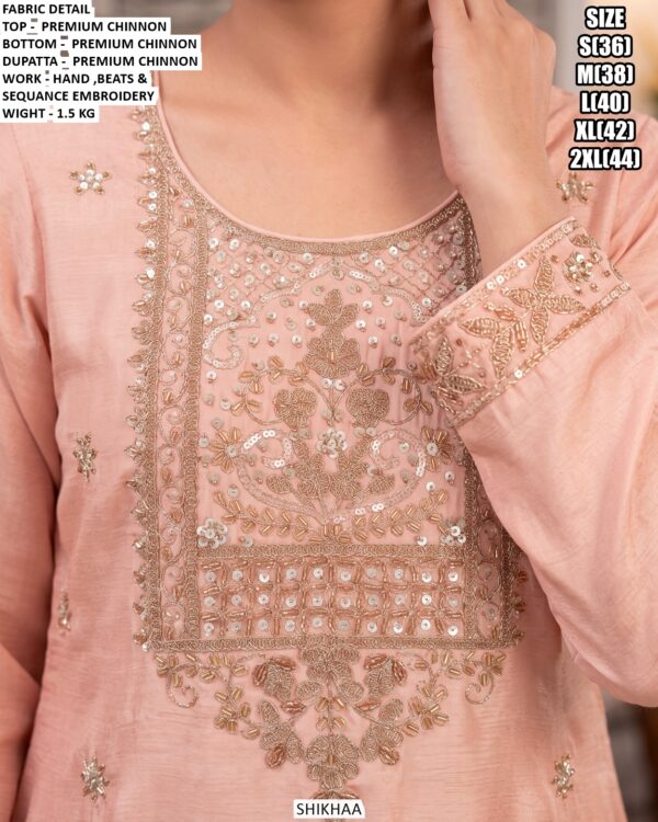 Premium Chinon Embroidered Palazzo Suit Set