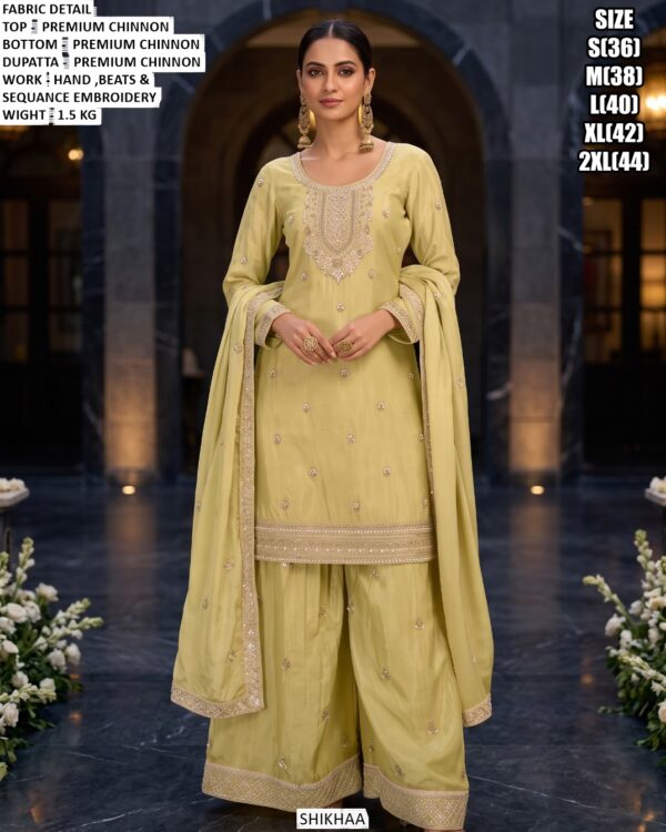 Premium Chinon Embroidered Palazzo Suit Set