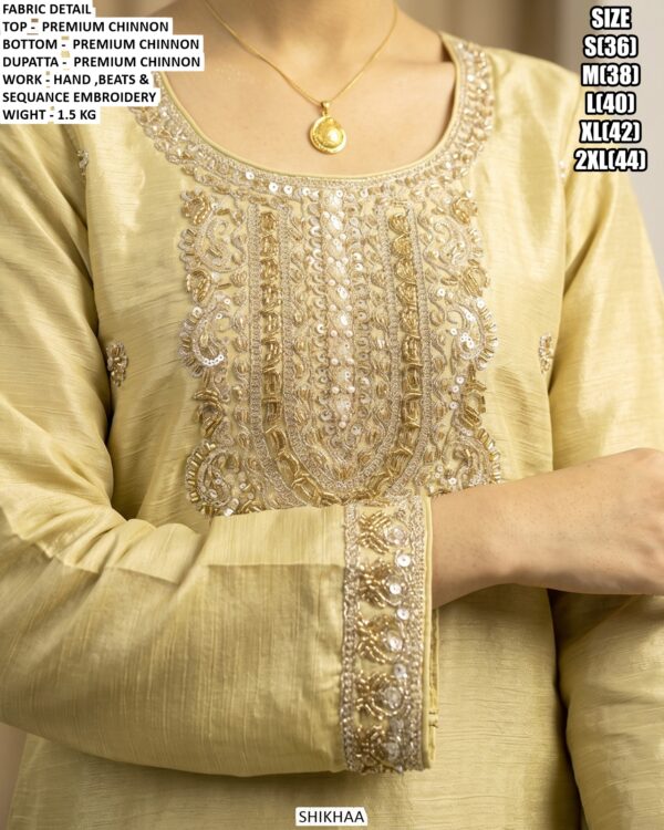 Premium Chinon Embroidered Palazzo Suit Set