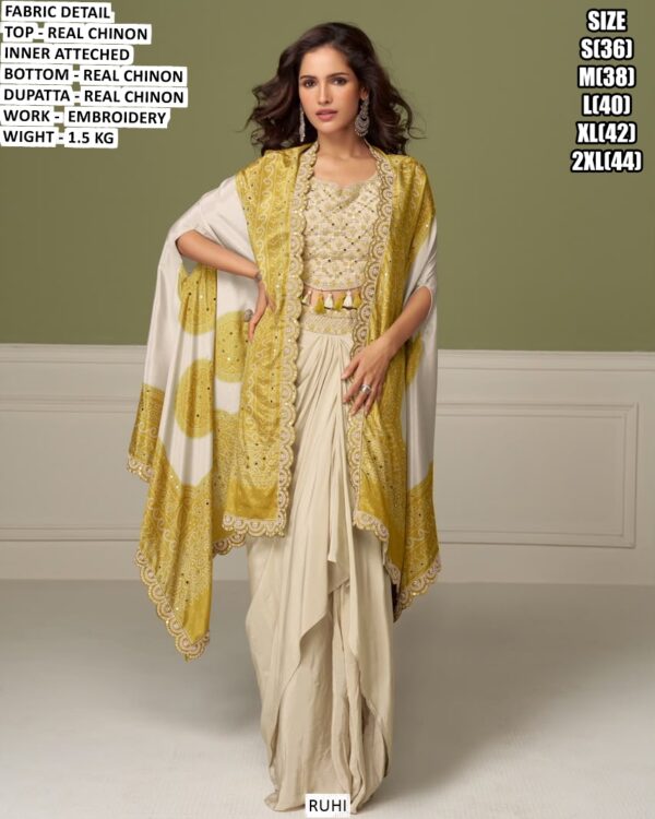 Women Embroidered Chinon Indo Western OutfiT