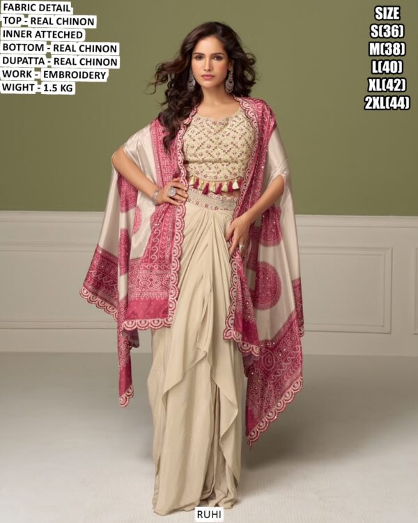 Women Embroidered Chinon Indo Western OutfiT