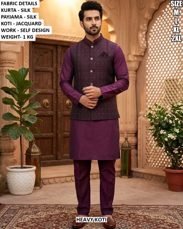 Traditional Silk Kurta Set For Festive Wear For Men