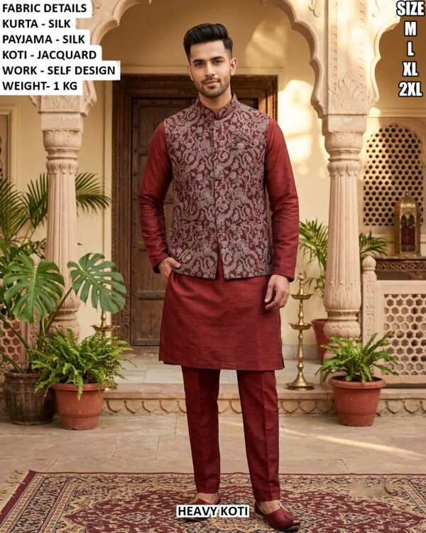 Traditional Silk Kurta Set For Festive Wear For Men