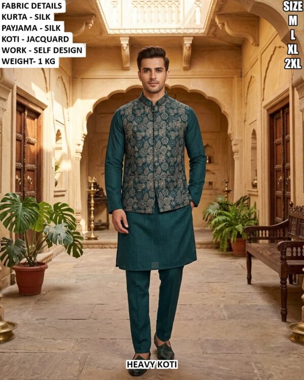 Traditional Silk Kurta Set For Festive Wear For Men