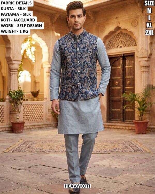 Traditional Silk Kurta Set For Festive Wear For Men