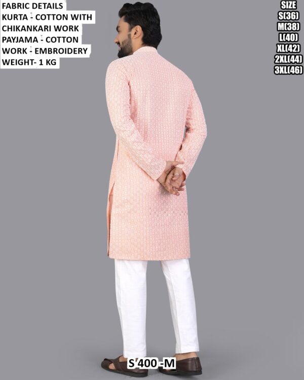 Men Cotton Chikankari Embroidered Kurta Pajama Set