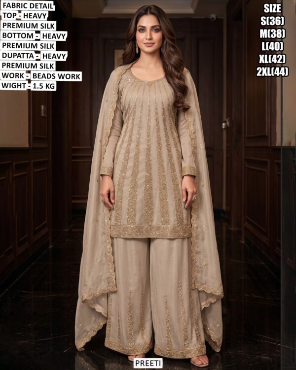 Stylish Party Wear Suit With Beads Work