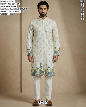 Traditional Kurta Set With Floral And Animal Design