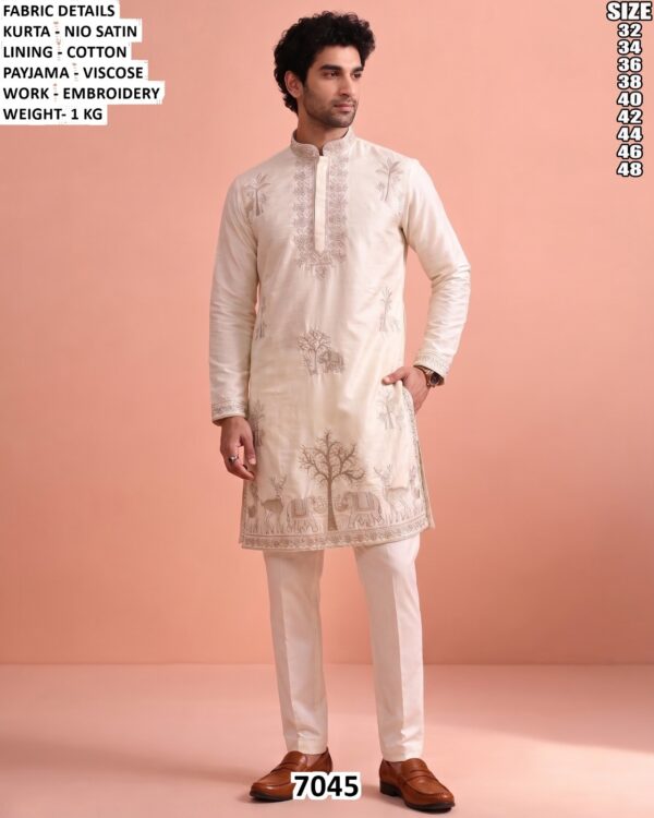 Men’s Embroidered Kurta Set For Festive Wear