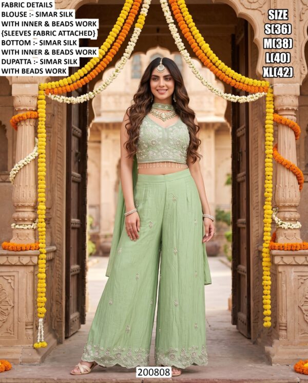 Elegant Beads Work Indo Western Palazzo For Women