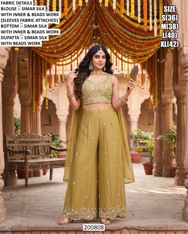 Elegant Beads Work Indo Western Palazzo For Women
