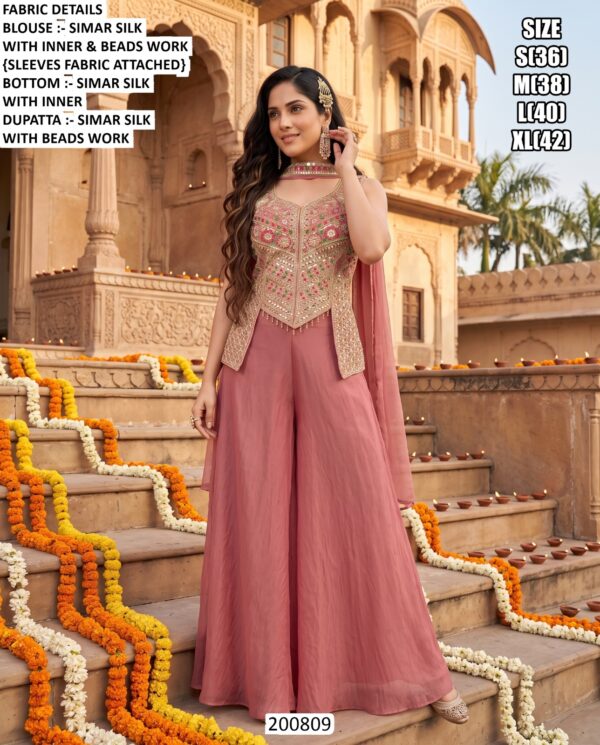 Elegant Beads Work Indo Western Palazzo For Women