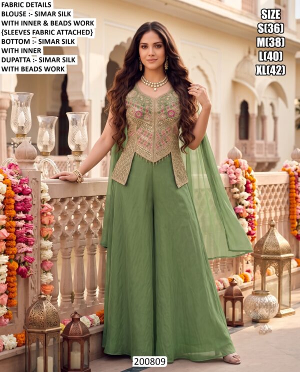 Elegant Beads Work Indo Western Palazzo For Women