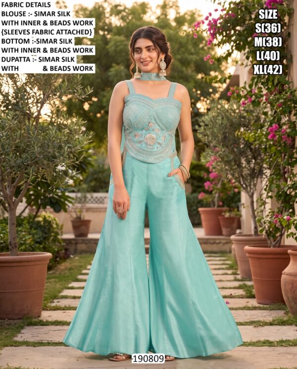 Designer Palazzo Set For Women With Beads Work
