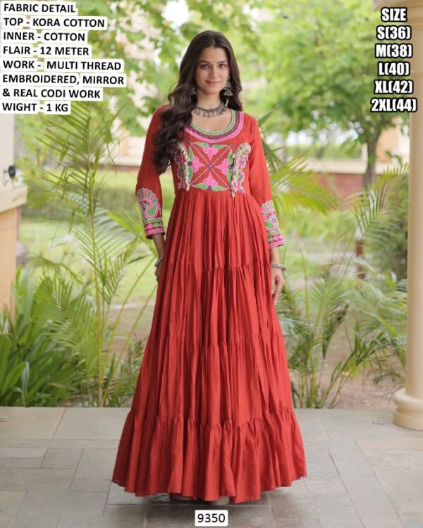 Beautiful Kora Cotton Festive Wear Gown For Navratri