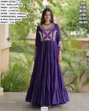 Beautiful Kora Cotton Festive Wear Gown For Navratri