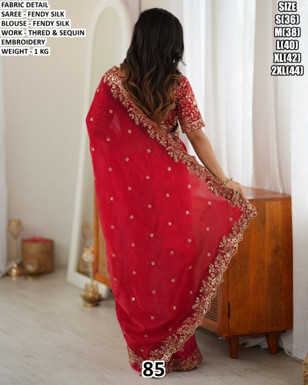Fendy Silk Saree With Thread Embroidery