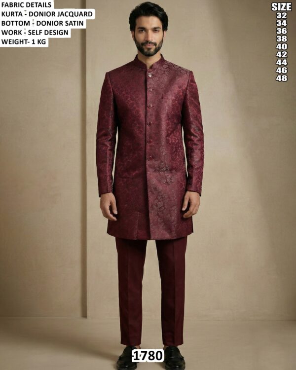 Men’s Self Design Indo Western Wedding Outfit