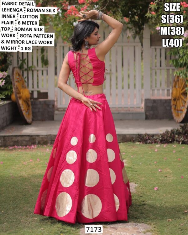 Modern Roman Silk Lehenga For Special Navratri