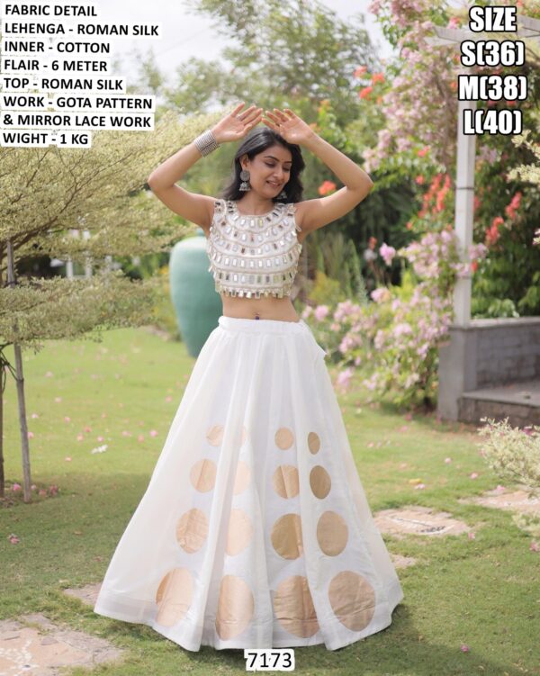 Modern Roman Silk Lehenga For Special Navratri