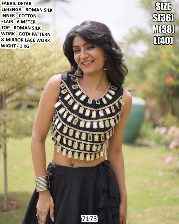 Modern Roman Silk Lehenga For Special Navratri