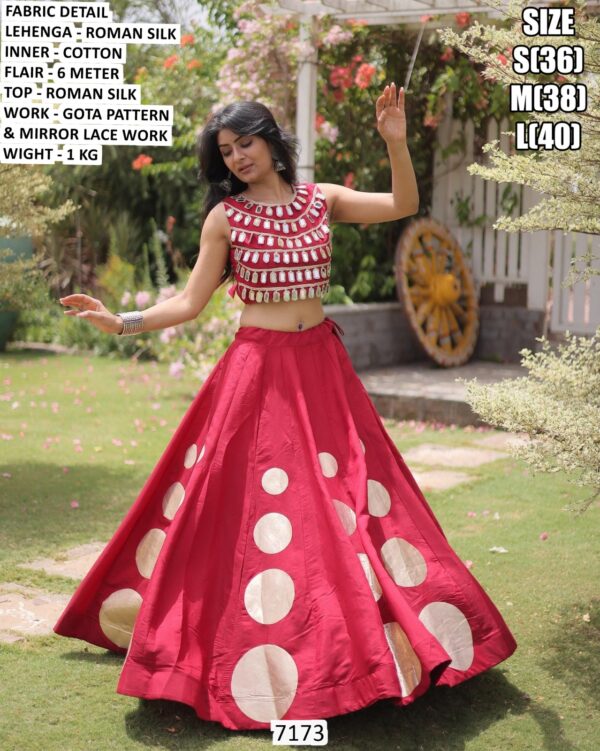 Modern Roman Silk Lehenga For Special Navratri