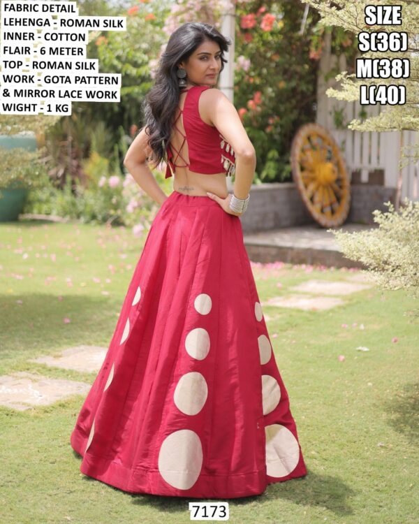 Modern Roman Silk Lehenga For Special Navratri