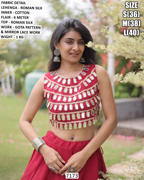 Modern Roman Silk Lehenga For Special Navratri