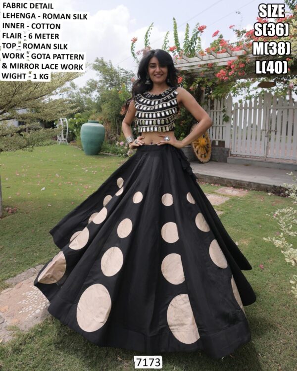 Modern Roman Silk Lehenga For Special Navratri