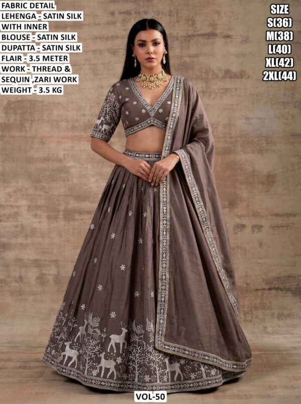 Designer Satin Silk Lehenga With Zari Work