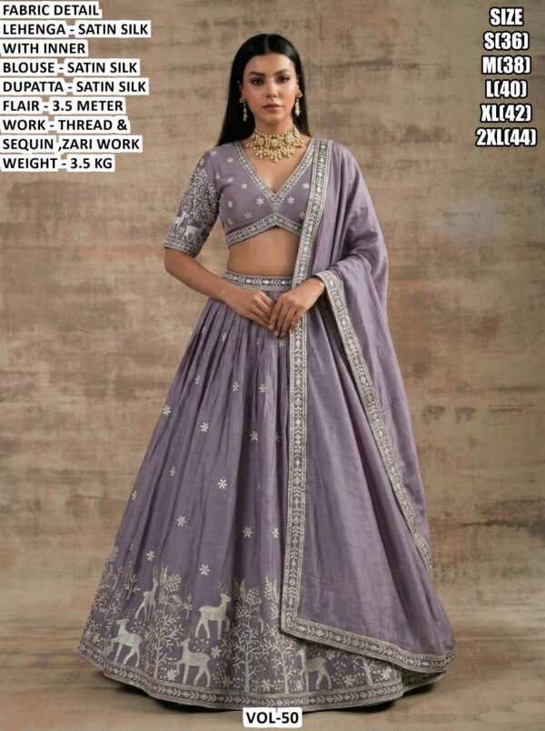Designer Satin Silk Lehenga With Zari Work