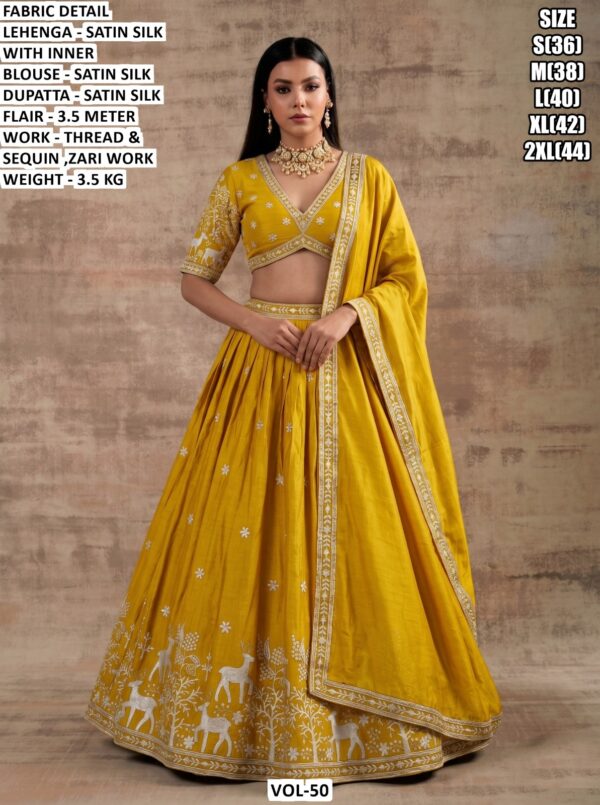 Designer Satin Silk Lehenga With Zari Work