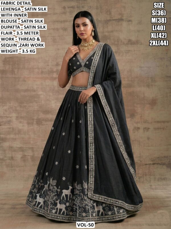 Designer Satin Silk Lehenga With Zari Work