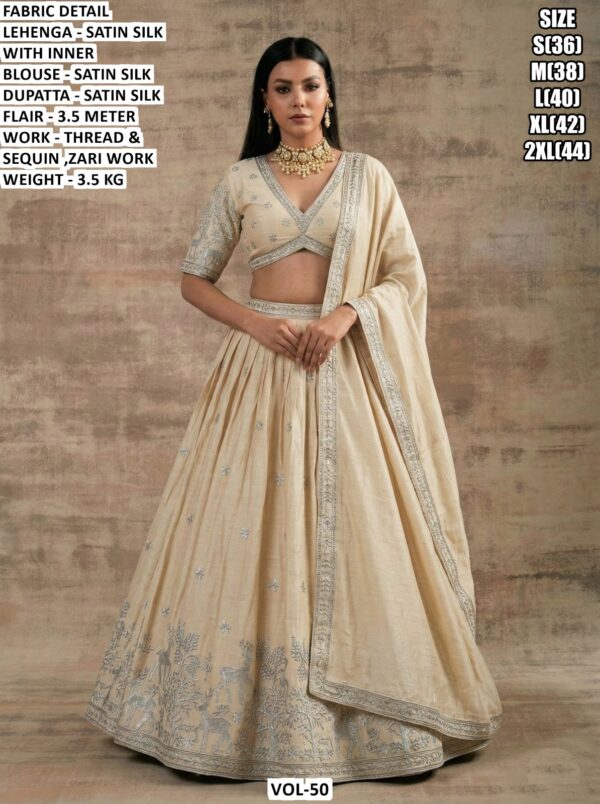 Designer Satin Silk Lehenga With Zari Work