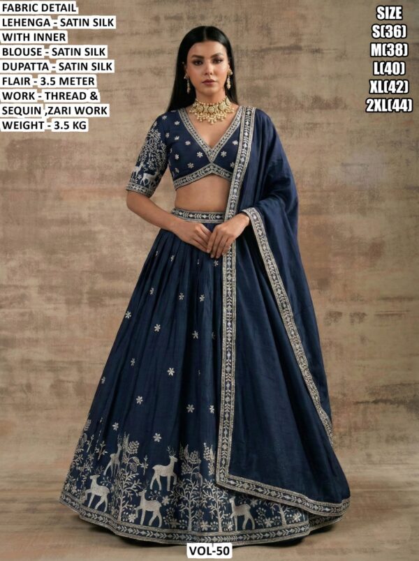Designer Satin Silk Lehenga With Zari Work