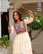 Designer Kora Cotton Gown With Kutchi Work