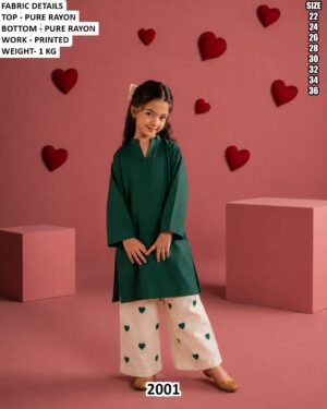 Kids Printed Palazzo Set With Straight Kurta
