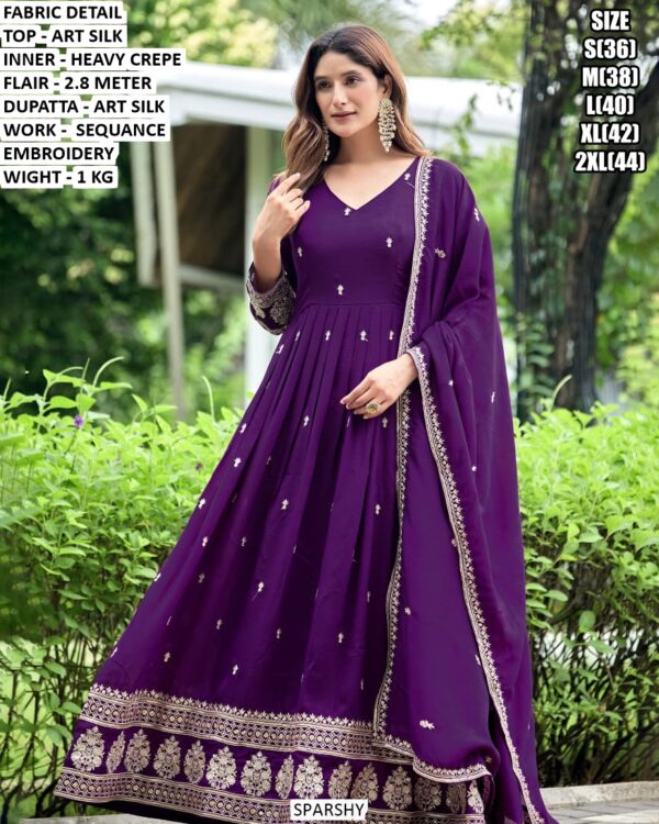 Beautiful Sequin Embroidery Gown For Women