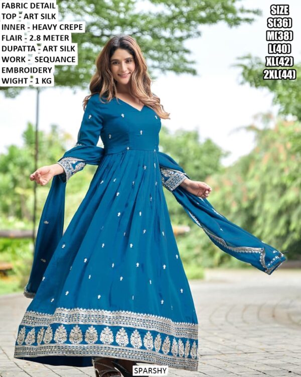 Beautiful Sequin Embroidery Gown For Women