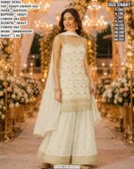 Designer Chinon Silk Sharara Suit With Dupatta