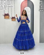 Faux Georgette Lehenga With Thread Work For Navratri