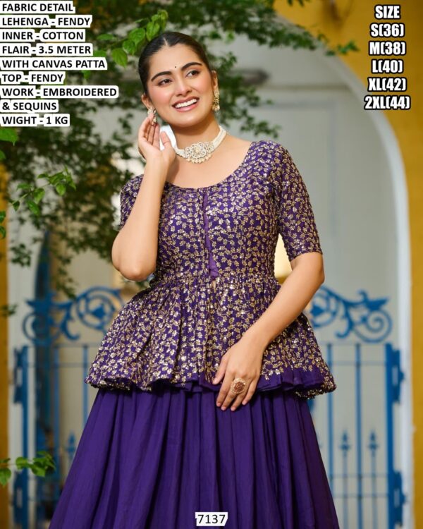 Fendy Lehenga With Embroidered Peplum Top