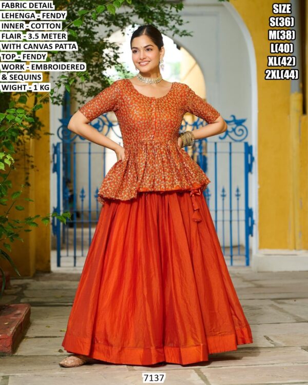 Fendy Lehenga With Embroidered Peplum Top