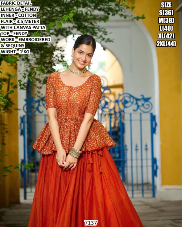 Fendy Lehenga With Embroidered Peplum Top