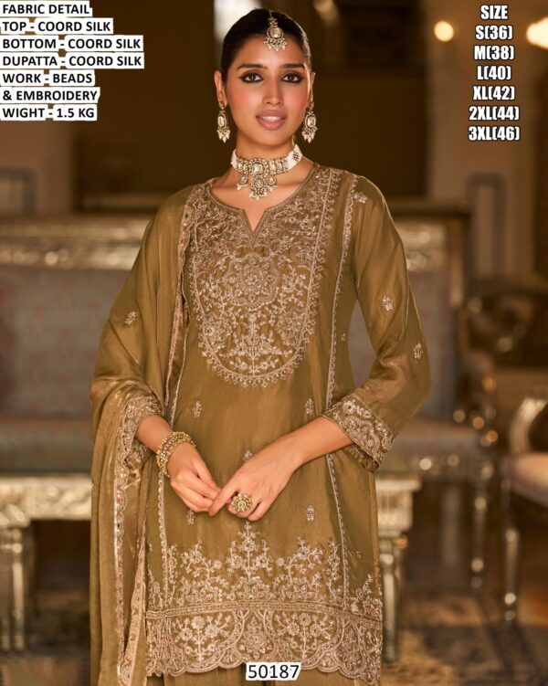 Embroidered Kurta Set With Dhoti Style Bottom