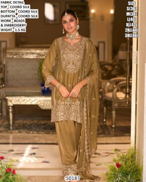 Embroidered Kurta Set With Dhoti Style Bottom