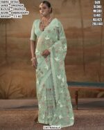 Premium Organza Saree With Bird And Flower Design
