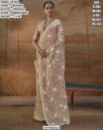 Premium Organza Saree With Bird And Flower Design